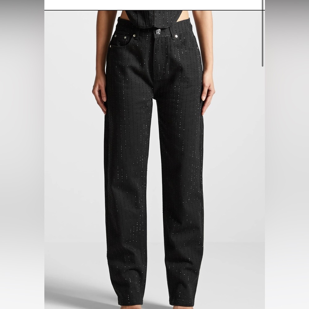 Maniere De Voir black rhinestone pants